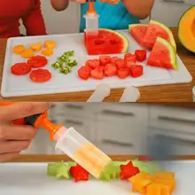 Творческий DIY пластиковые нож для резки фруктов просто нажмите, поп и есть. Вегетарианские инструмент для украшения Еда кухня декоратор