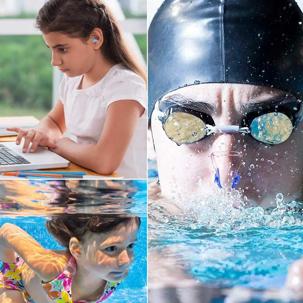 2pcs/Set Swimming Earplugs Nose Clip Suit Environmental Silicone Waterproof Dust-Proof Diving Water Sports Accessories