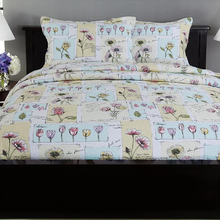 DeMissir USA King Size тюльпаны 100% хлопок стеганое тонкое одеяло комплект из 3 предметов