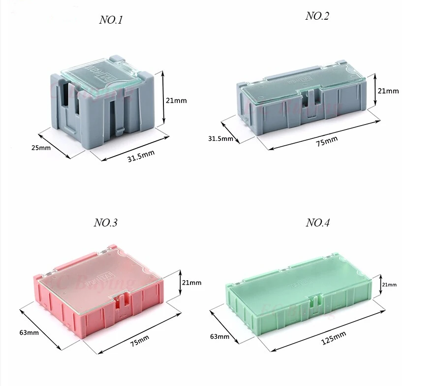 Caja de almacenamiento SMD de 3 piezas SMT caja de almacenamiento de componentes electrónicos cajas de almacenamiento caja electrónica kit de almacenamiento de joyería práctica