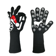 Amazon Горячая кухонная перчатка для выпечки для приготовления пищи Рождественский подарок огнестойкая духовка-гриль перчатки для барбекю