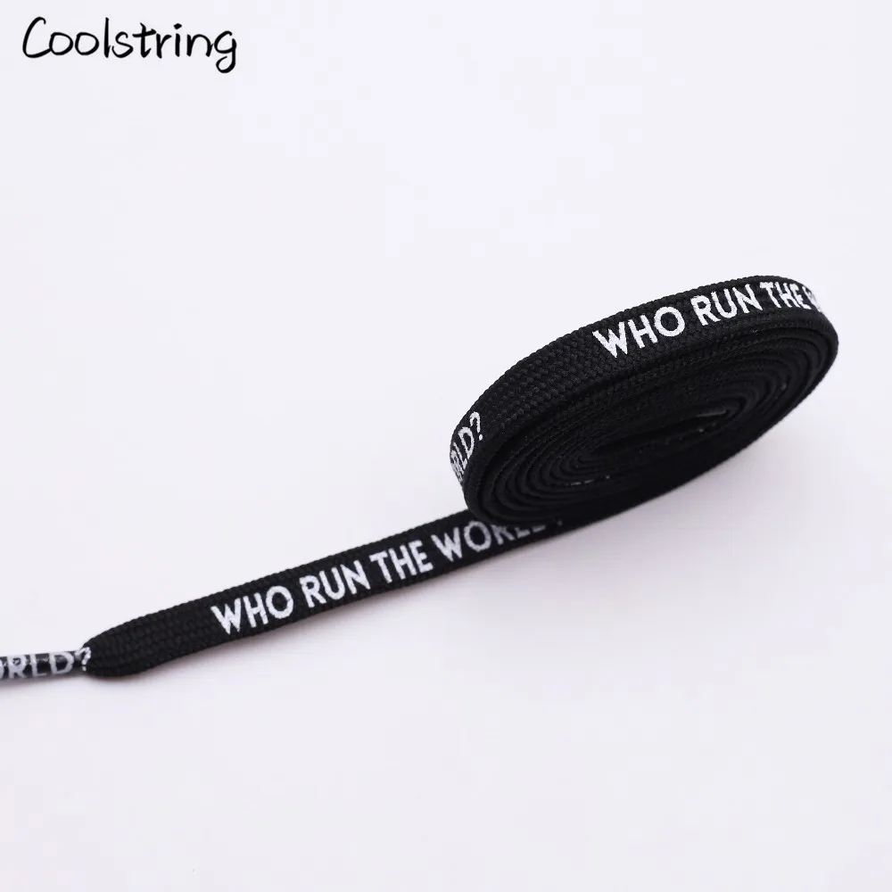 Coolstring New 0.7cm Printing Shoelaces Double-sided Printed Flat Sneakers Basketball Shoestring Canvas Black White Shoes Laces