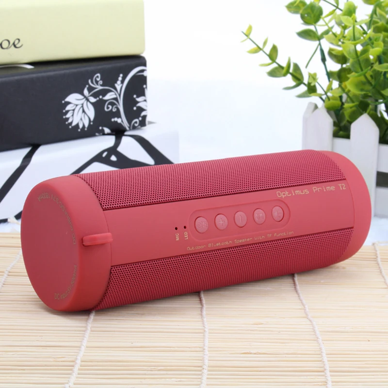 

T2 Bluetooth Music Bass Speaker Waterproof Portable Outdoor LED Wireless Column Loudspeaker Support TF Card FM Radio Aux Input