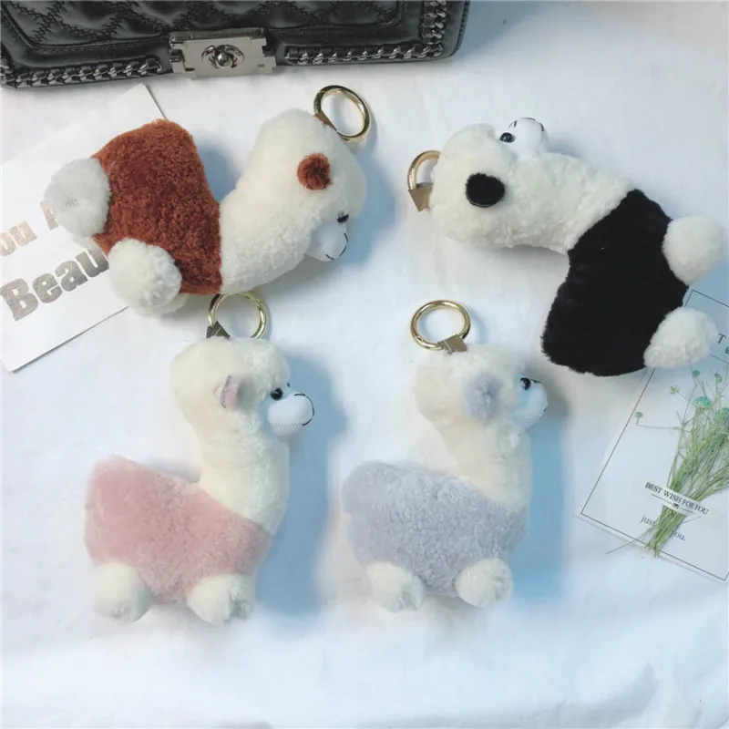 

cartoon 15cm height approx Kawaii keychain brown alpaca Stuffed Toy plush Animal plush Toy key buckle gift plush dolls