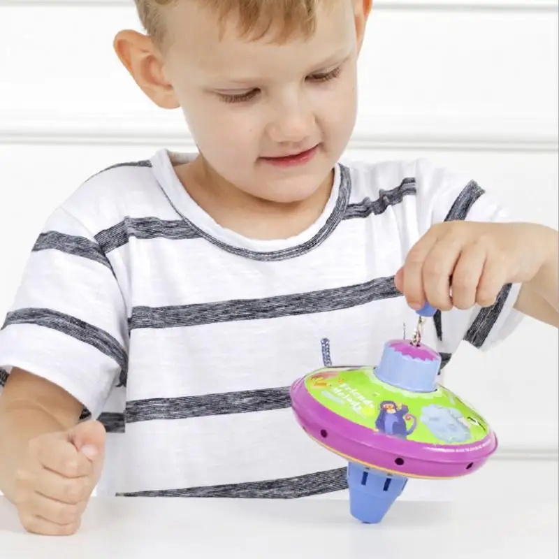 

Children's Rotating Gyro Iron Push Type Metal Rotary Gyroscope Puzzle Casual Interactive Toy
