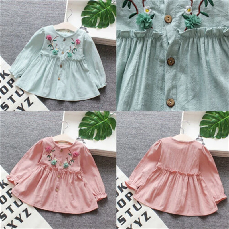 

2019 Spring Sweet Baby Girls Ruffles Dress Infant Kid Floral Princess Party Pageant Tutu Dresses Clothes