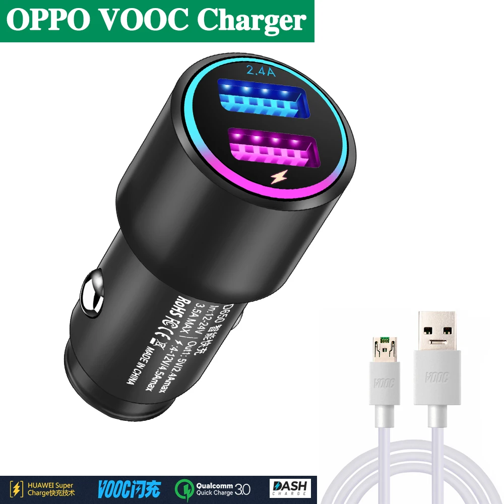 فلاش شاحن سيارة شاحن ل oppo R9 R9S R11 R11S R15 R15S زائد الهاتف المحمول VOOC كابل الشاحن