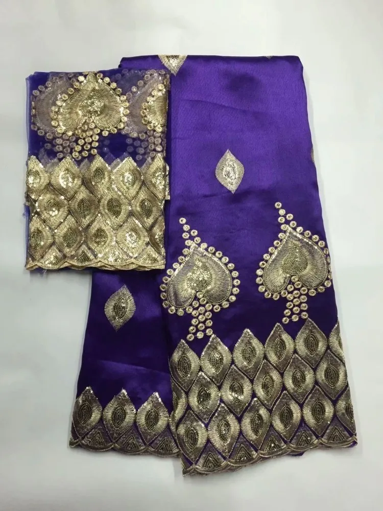 

African George Lace Material 5+2 Yards African George Fabric With Sequin High Quality Indian Raw Silk George Wrappers Material