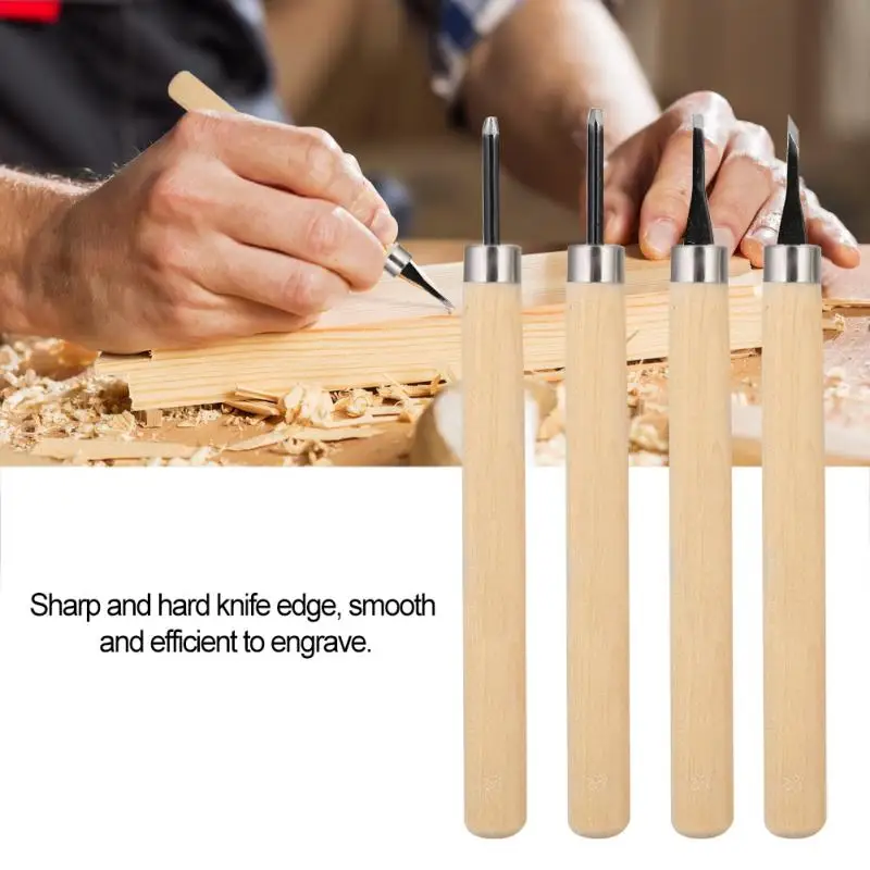 

4pcs/Set Wood Carving Knife Manual Sharpener Rubber Stamp Knives DIY Carving Tools Set