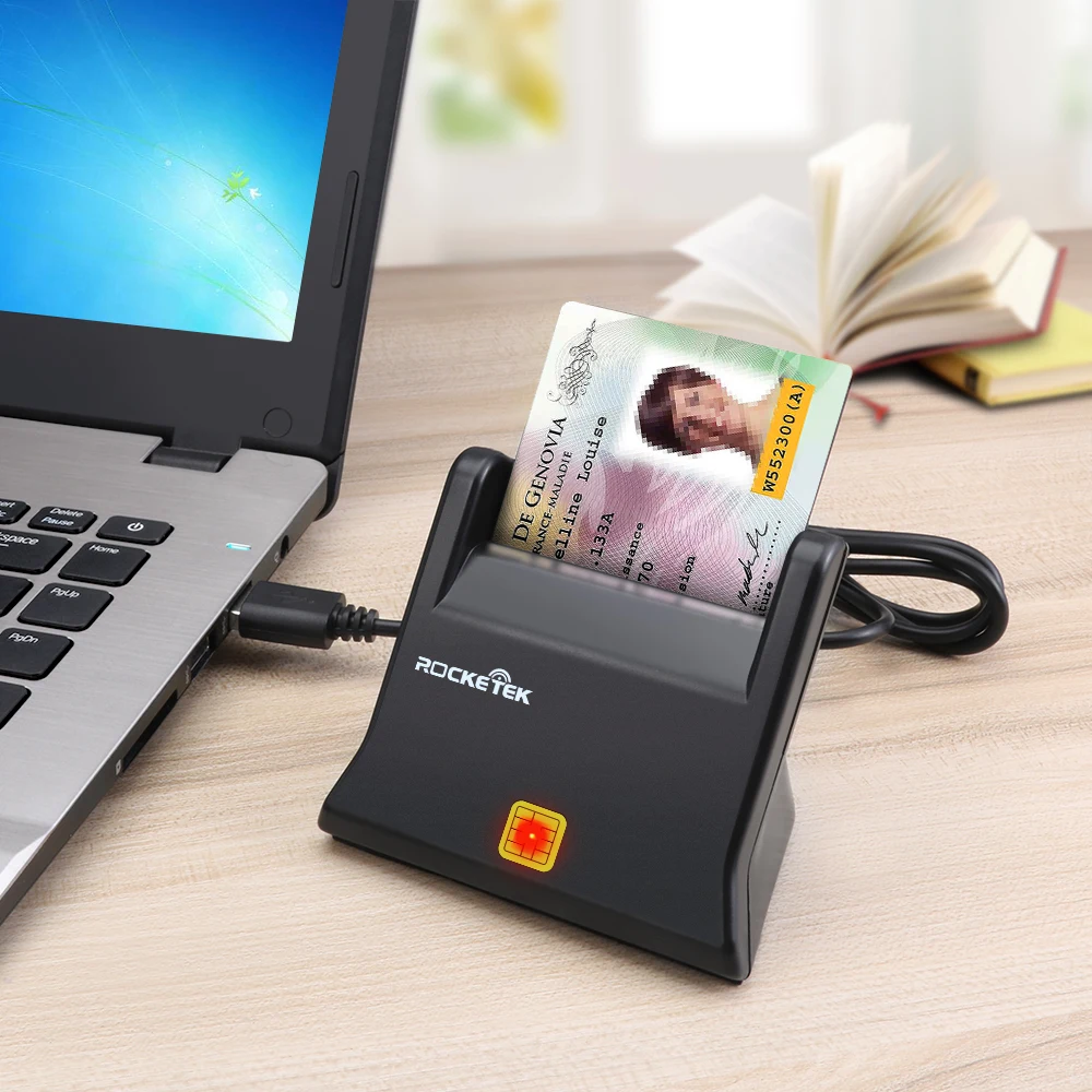 

Rocketek Desktop DOD Military CAC USB Smart Card Reader with SIM Card Adapter Compatible with Windows 8/7/XP/Vista Server