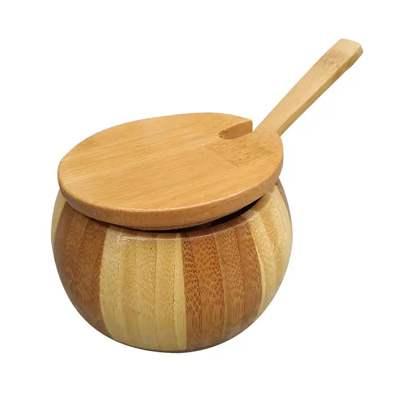 

Innovative Bamboo Seasoning Jar With Spoon Set Kitchen Seasoning Bottle Bamboo Salt Can Spice Jar Salt Shaker With Lid