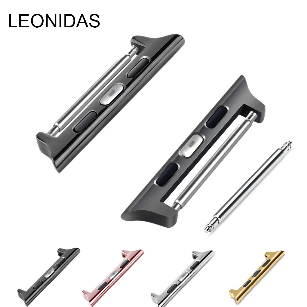 

LEONIDAS A pair Watch band Adapter For Apple Watch 3 Connector 42mm/38mm iwatch 3/2/1 Seamless Metal Aluminum wrist Strap Linker