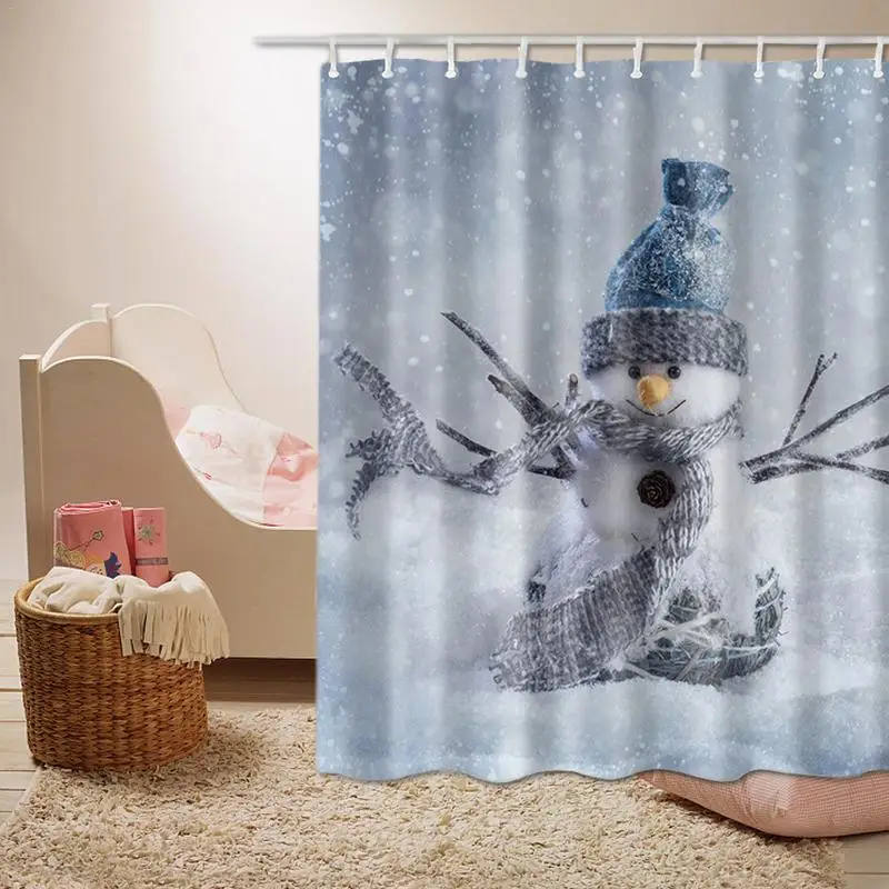 

180*180cm Christmas Print Waterproof Mildewproof Odorless Environmentally Friendly Shower Curtain -C0901