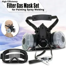 4 в 1 половина лица противогаз с анти-туман очки N95 маска от химической Пыли Фильтр дыхательные респираторы для окрашивания Спрей Сварки