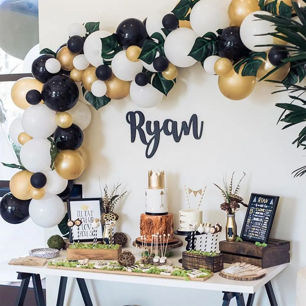 AMAWILL 166 шт. 12 дюймовые белые черные золотые латексные лампы Свадебные Воздушные