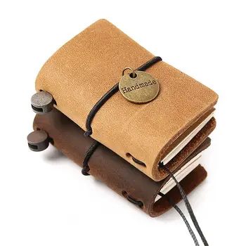 

1pc 52 Sheets Vintage Notebook Kawaii Stationery Mini Cowhide Cover Portable Retro Bandage Notepad Traveler Journey Daily Diary