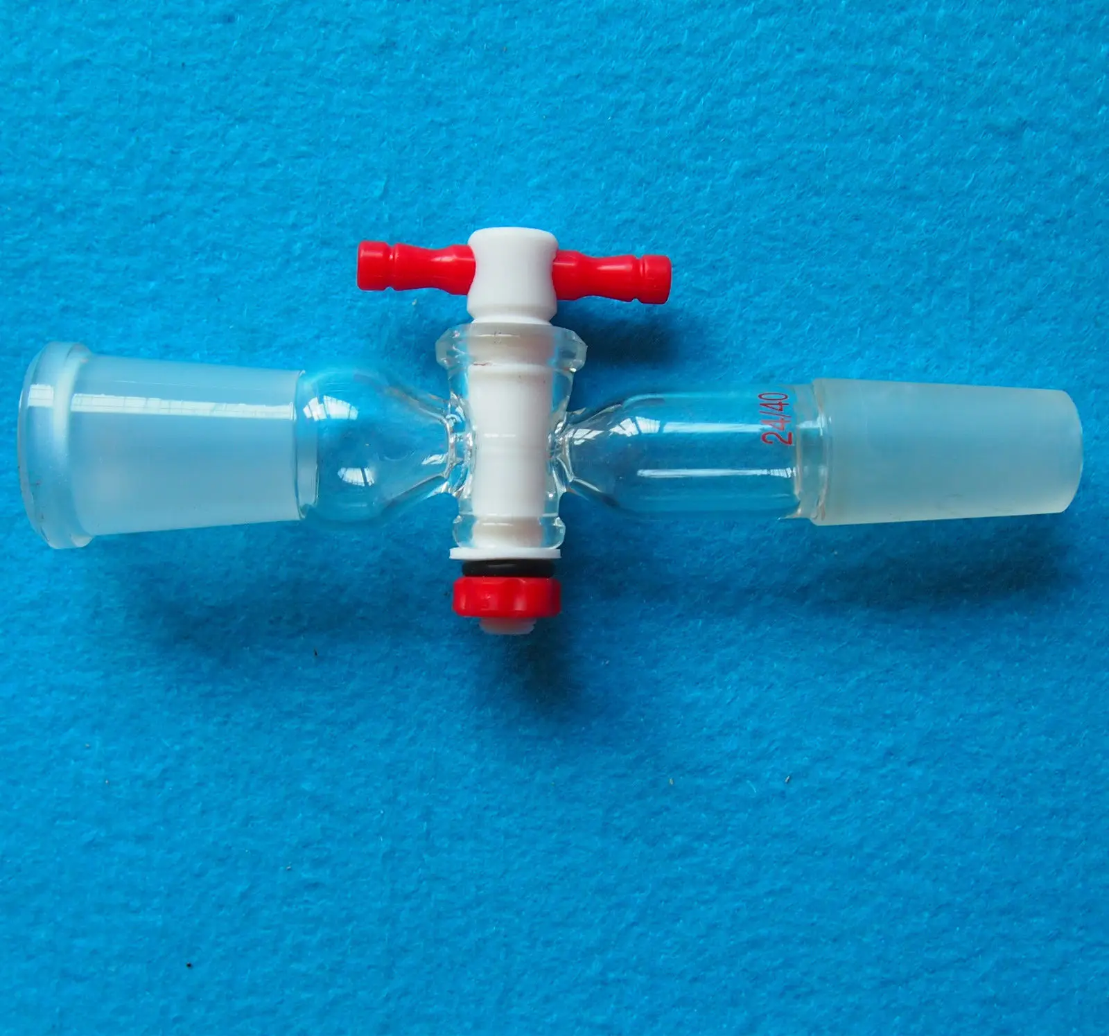 24/40,glass Adapter,with Ground Cone & Socket,ptfe Stopcock,lab