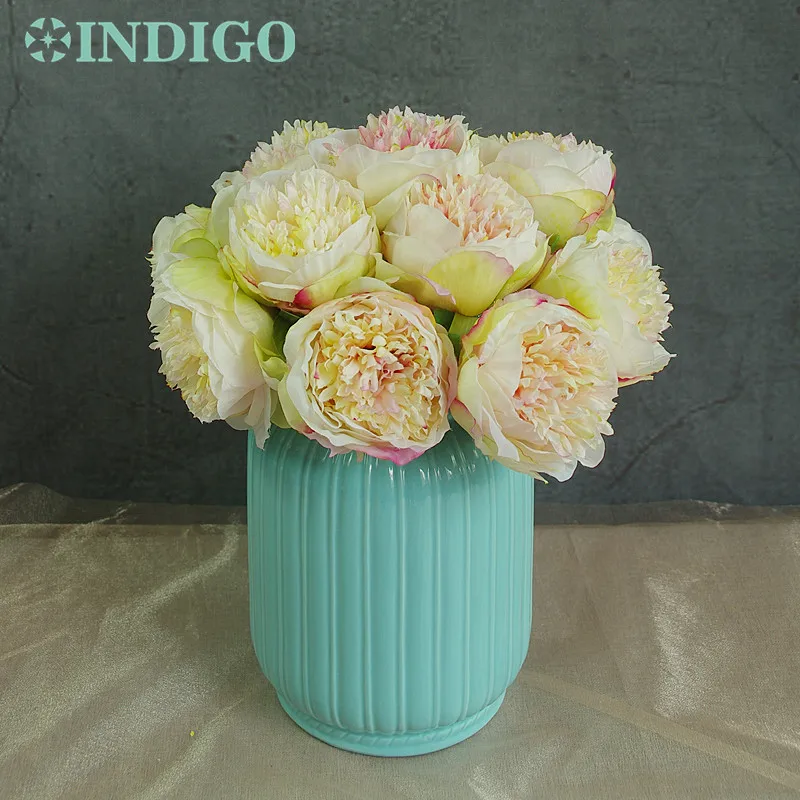 

INDIGO- 7pcs/Bundle Chinese Herbaceous Creamy White Peony Bouquet Decorative Silk Flower Faux Wedding Flower Party Free Shipping