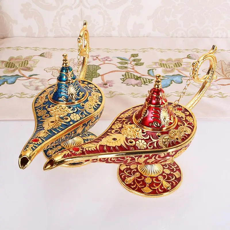 Retro Metal Carving Aladdin Magic Lamp Figurine Tin Alloy Home Decoration Collection Save Collection Art Craft Gift Retro Metal Carving Aladdin Magic Lamp Figurine Tin Alloy Home Decoration Collection Save Collection Art Craft Gift