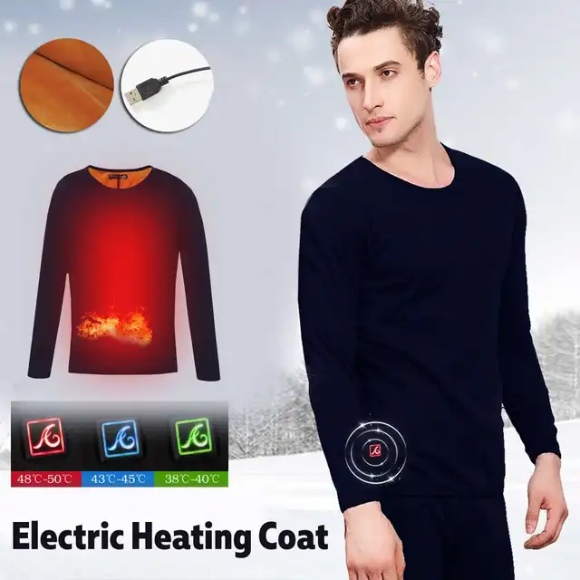Men Outdoor Hiking Skiing Warm USB Heated Clothes Thermal Winter