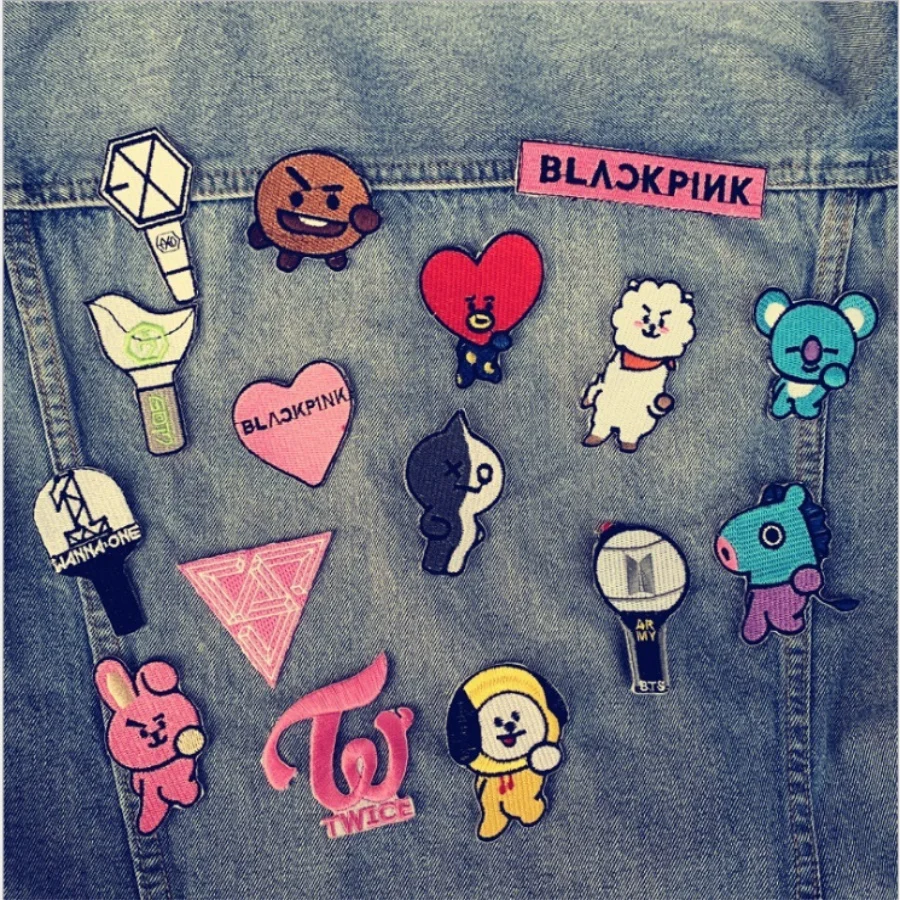 Kpop cute embroidery cloth patches exo twice blackpink got7 ironsew on Kpop cute embroidery cloth patches exo twice blackpink got7 ironsew on