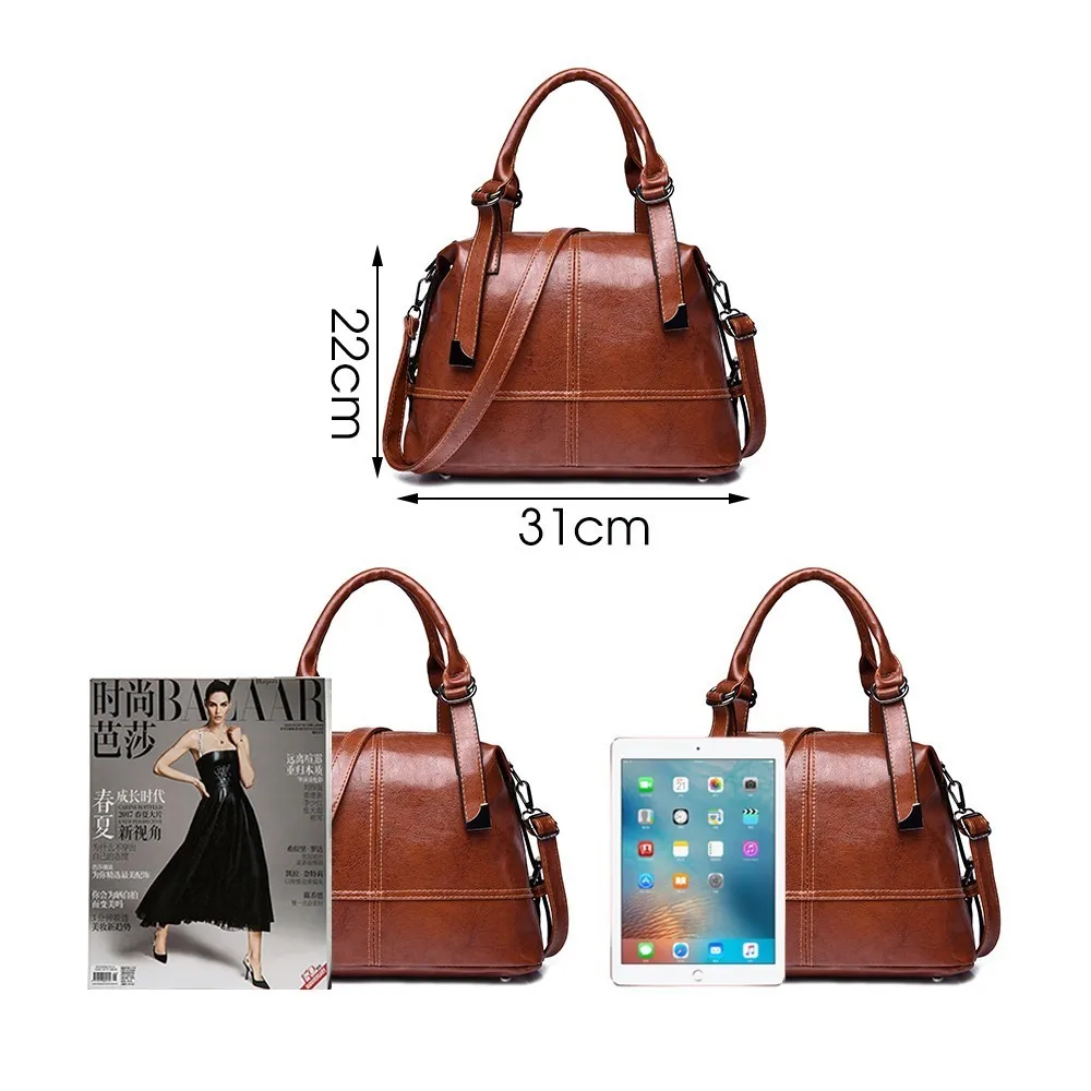 TTOU Women Pu leather Hadnbag Fashion Solid Shoulder Bag Casual Top Handle Bag Female Daily Messenger Bag