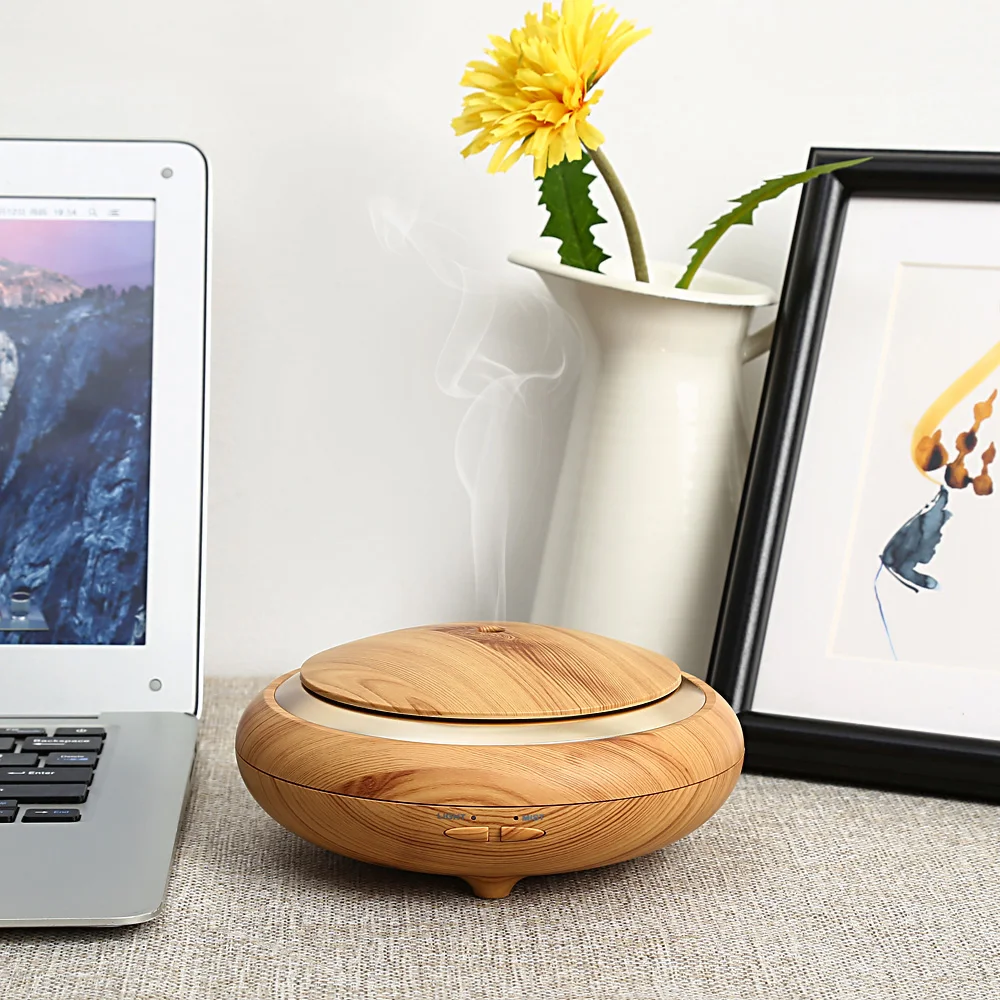 

150ml Aroma Essential Oil Diffuser Ultrasonic Air Humidifier with Wood Grain 7 Color Changing LED Light For Office Home 100-240V