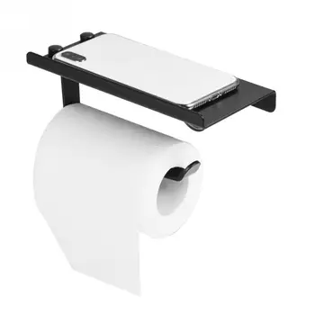 

Space Aluminum Toilet Bathroom Paper Holder Phone Shelf Wall Mounted Accessories Black Color Bathroom Toilet Paper Holder Set