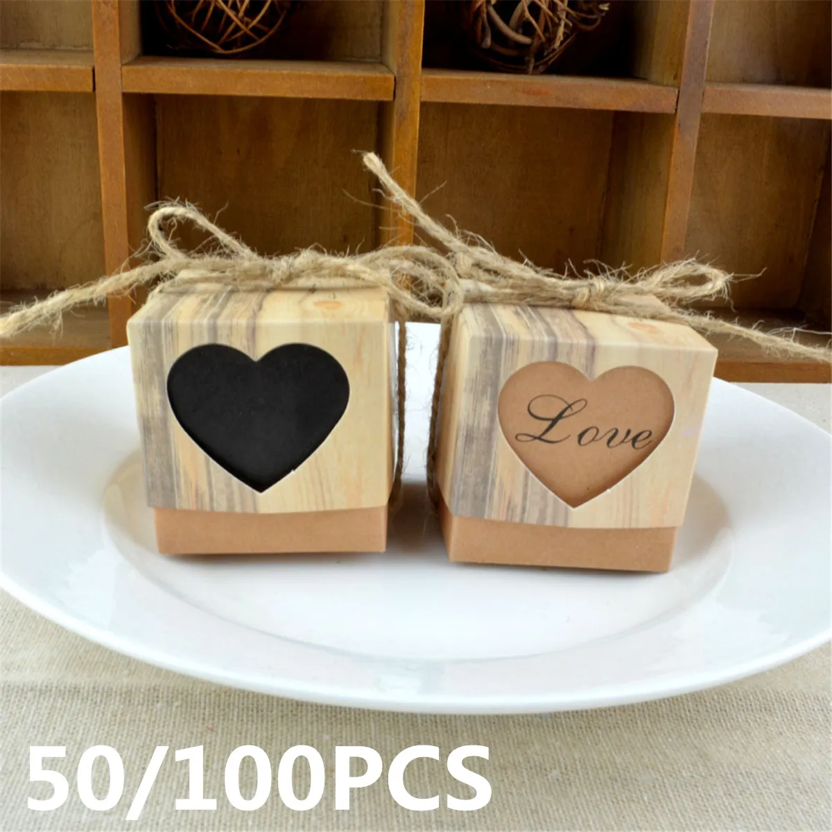 

50/100PCS Kraft Paper Gift Box Candy Boxes Cookies Cases 5x5x5cm Baby Shower Wedding Gift Box for Guests Party Supplies