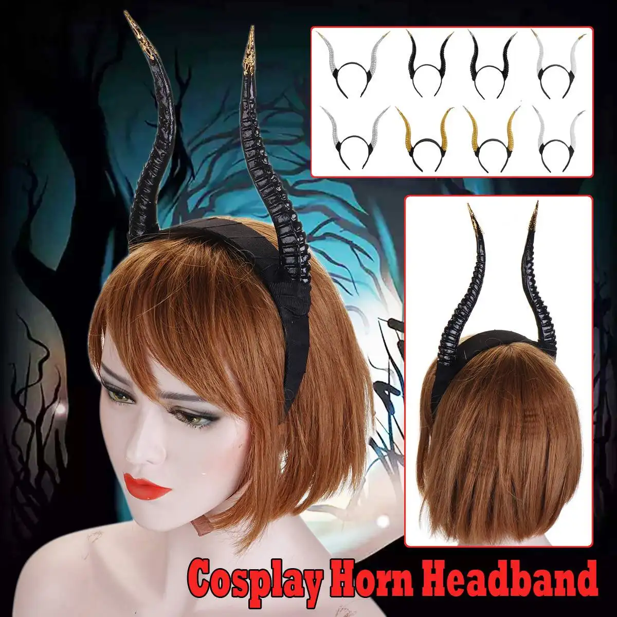 

Girls Halloween Stereo Devil Horn Headband Cosplay Hair Hoop for Party Decoration Birthday Party Fancy Dress