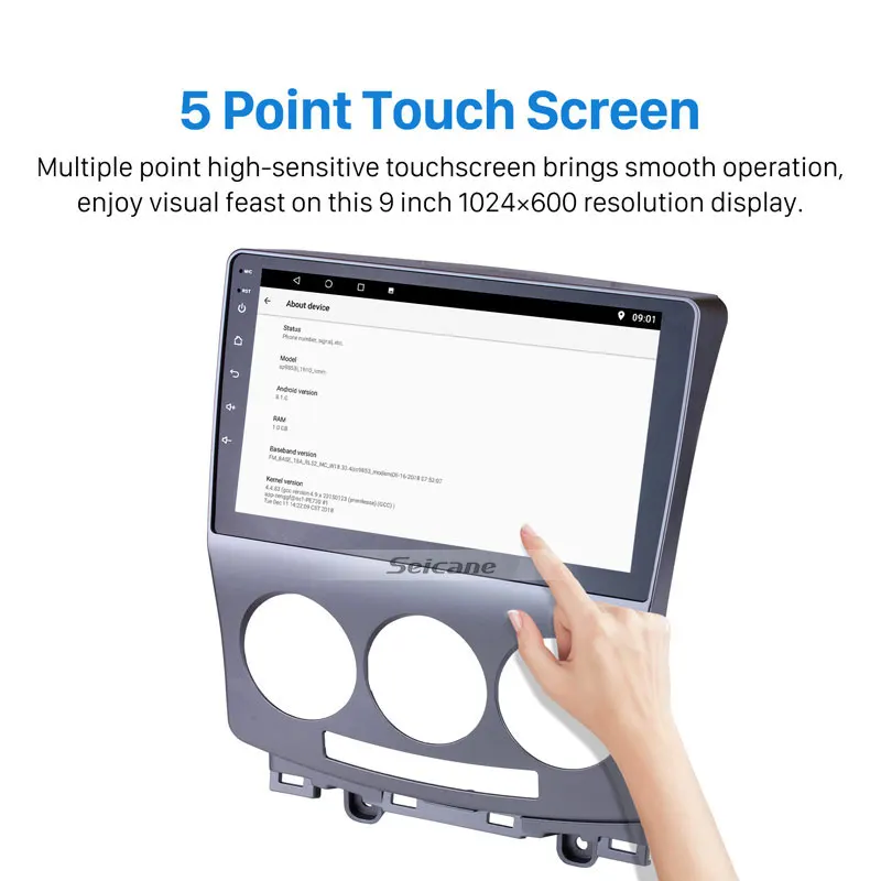 Top Seicane Android 9.0 8-Core GPS Navigation Radio for 2005-2009 2010 Old Mazda 5 Car Multimedia Player support RDS Mirror Link 2