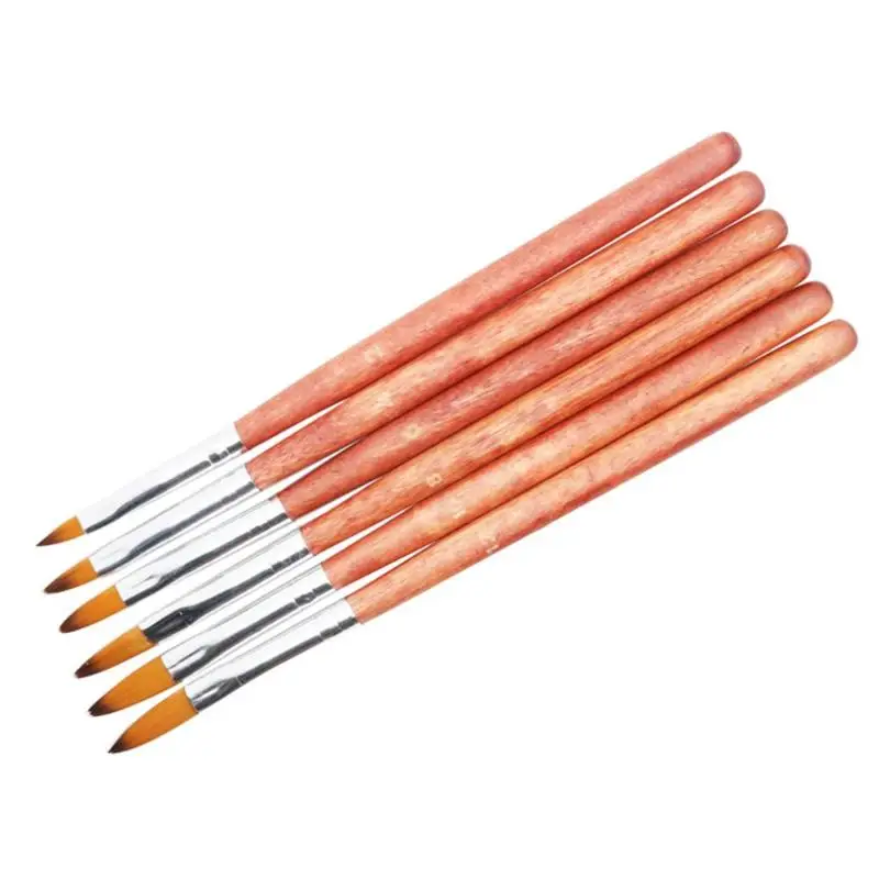 

6pcs/Set Pro Wood Handle Nail Art Pen Drawing Painting Gel Polish Brush Manicure Tools Nail Art Brushes Make Up Beauty Tool