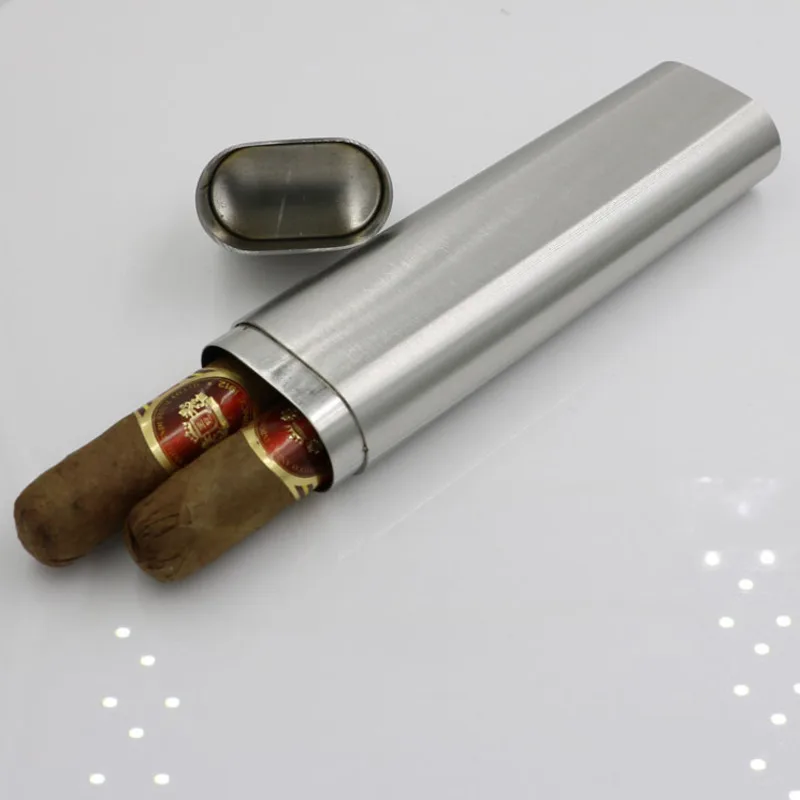 

Portable Vintage Metal Cigarette Storage Box Stainless Steel Slim Cigar Case Tube