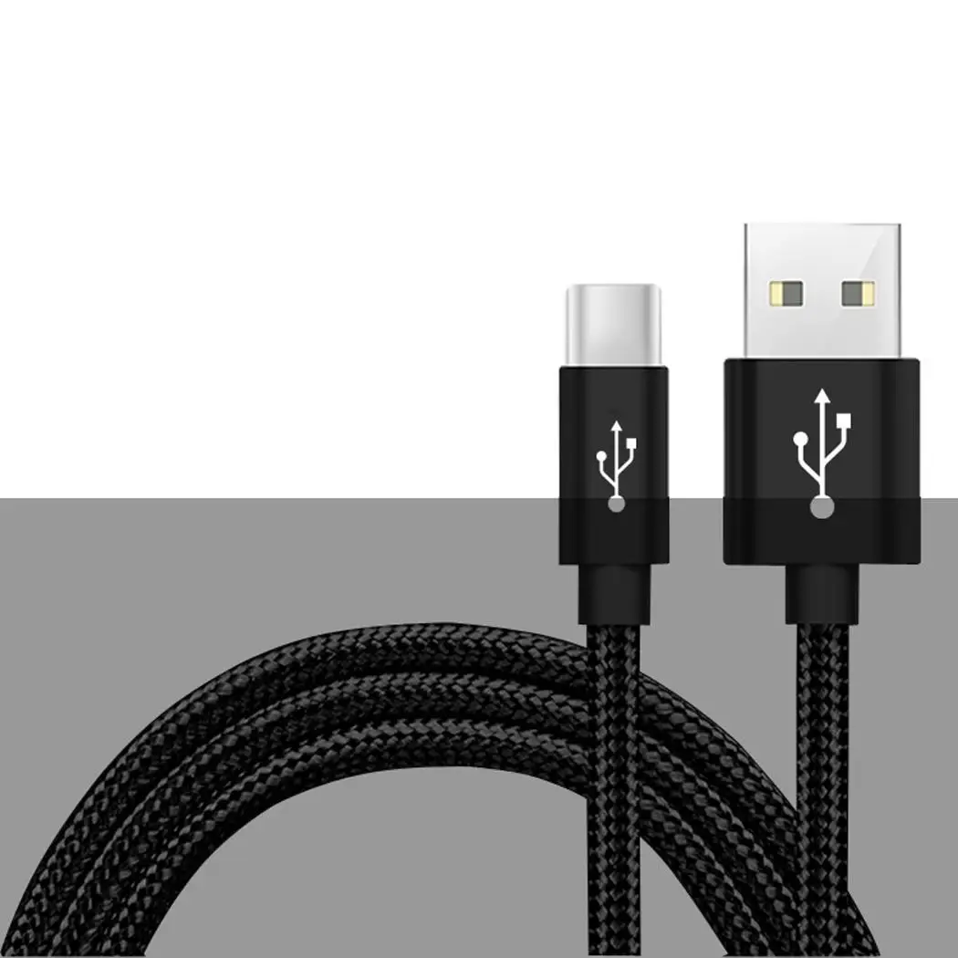 

Nylon Braided Charger Cable Fast Charging Data Sync USB Cable For Type-C Support 2.4A Quick Charge