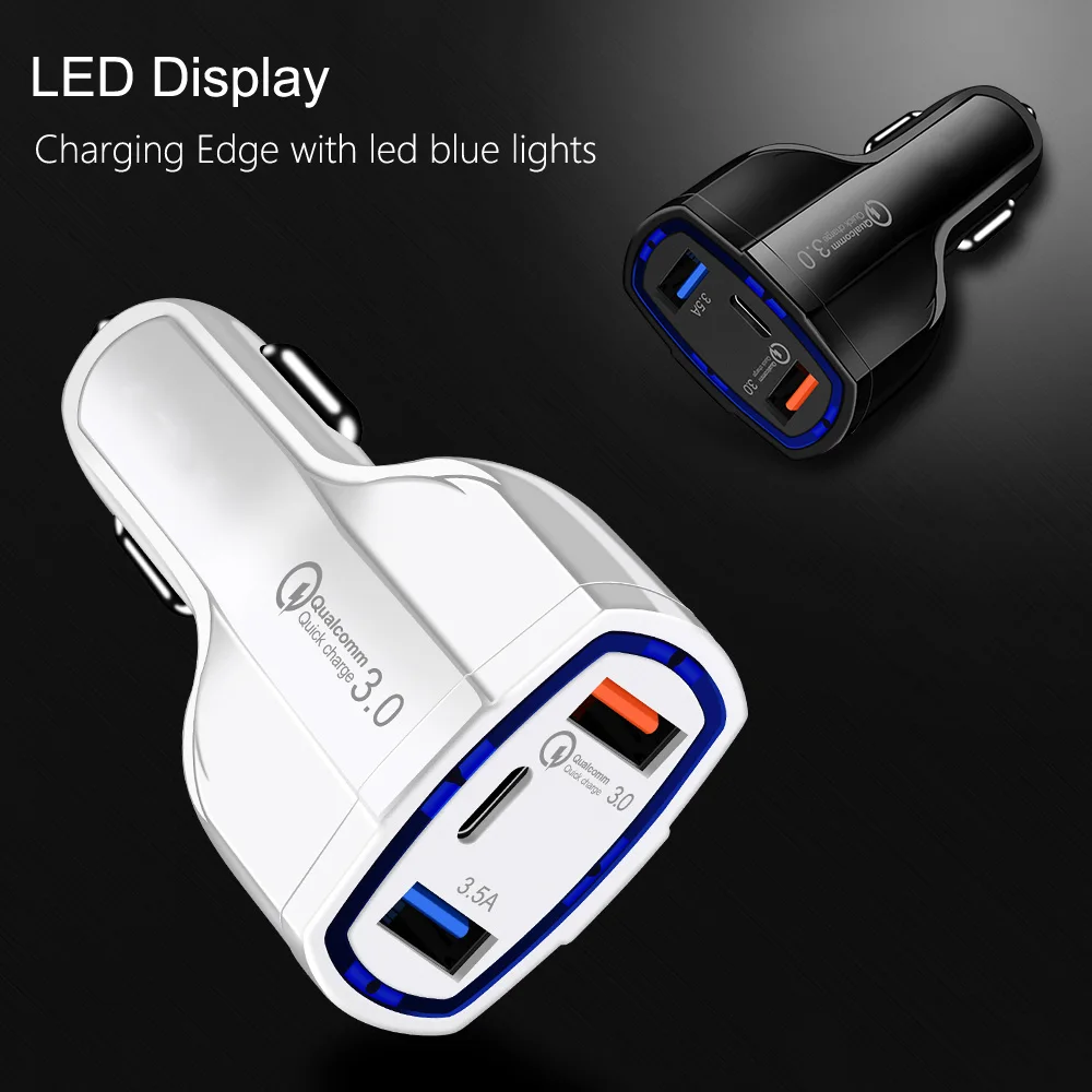 Car Charger Quick Charge 3.0 USB Fast Charger for iPhone X Xr for Huawei Type-c for Samsung A7 2 Port USB Tablet Car-Charger #4 Car Charger Quick Charge 3.0 USB Fast Charger for iPhone X Xr for Huawei Type-c for Samsung A7 2 Port USB Tablet Car-Charger #4