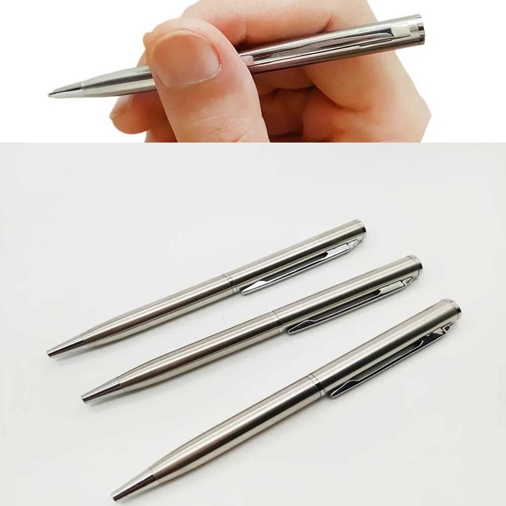 Изысканная короткая ручка с чернилами, металлическая шариковая ручка из нержавеющей стали, подарки 10 см