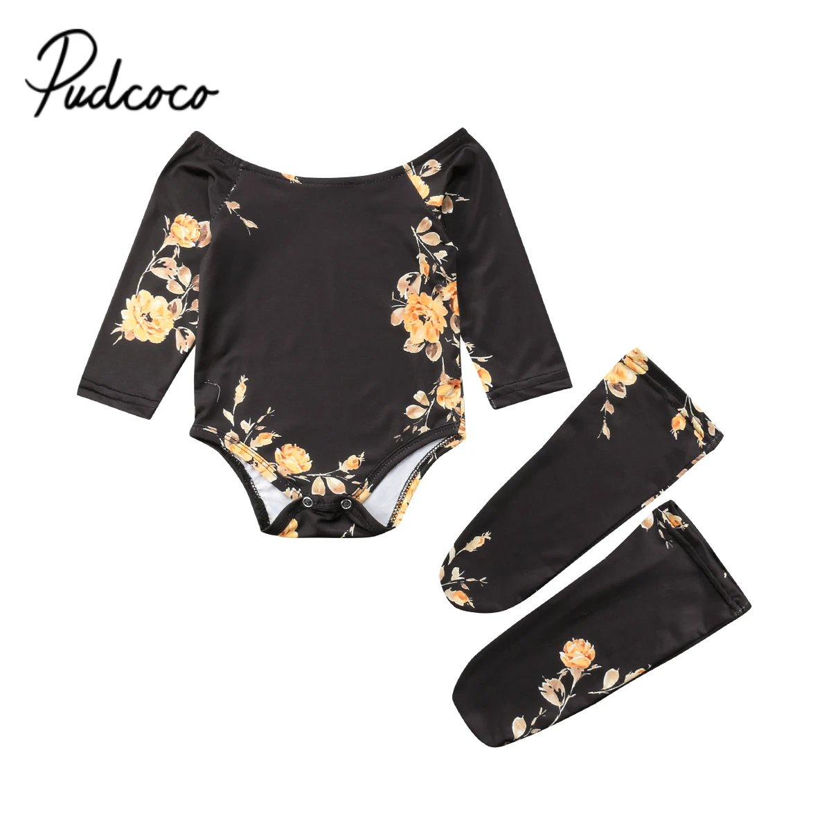 Pudcoco/Коллекция 2019 года, осенняя одежда для маленьких девочек Женский наряд для новорожденных, 3 предмета, носки с цветочным рисунком +