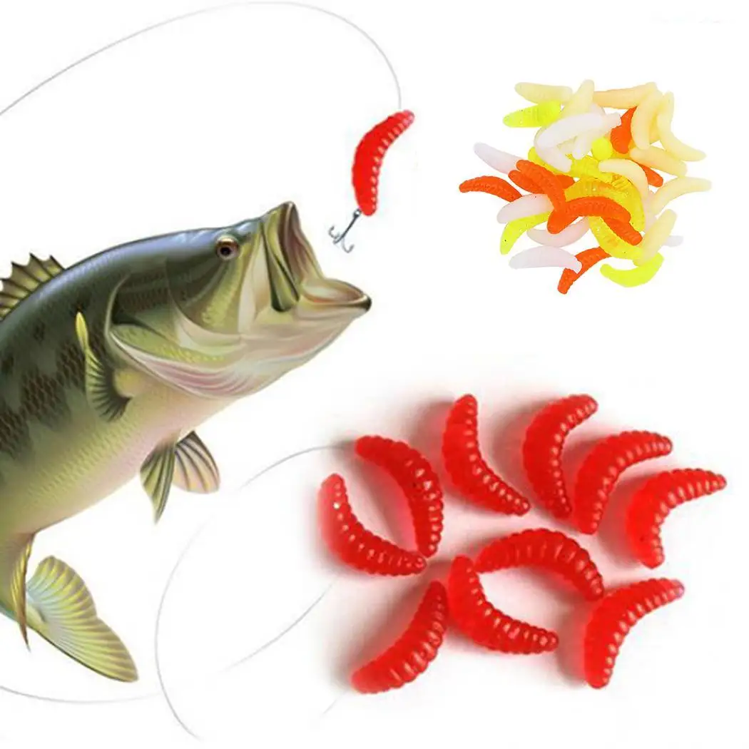 

37 50 Random Soft Fishing 0 Grub pieces Baits Lure Bread worm Maggot