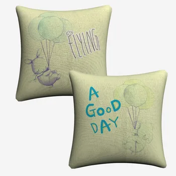 

Nursery Flying Baby Elephant Rabbit Decorative Linen Cushion Cover For Sofa Chair 45x45cm Throw Pillow Case Home Decor Almofada