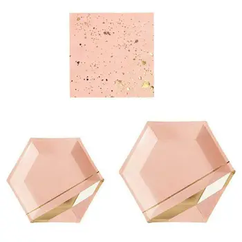 

36pcs Dinnerware Sets for Wedding Birthday Camping Party Tableware Gilding Decoration Party Paper Plates and Napkins Eco-Frien