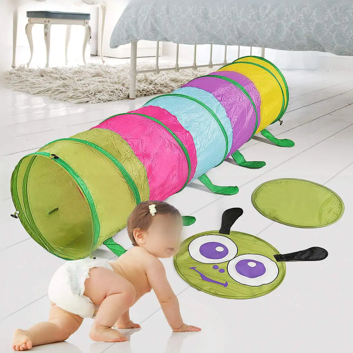 

Foldable Portable Toy Tent Kids Play Tents Indoor Outdoor Multicolored Animal Crawling Tent Tunnel Funny Development Toys