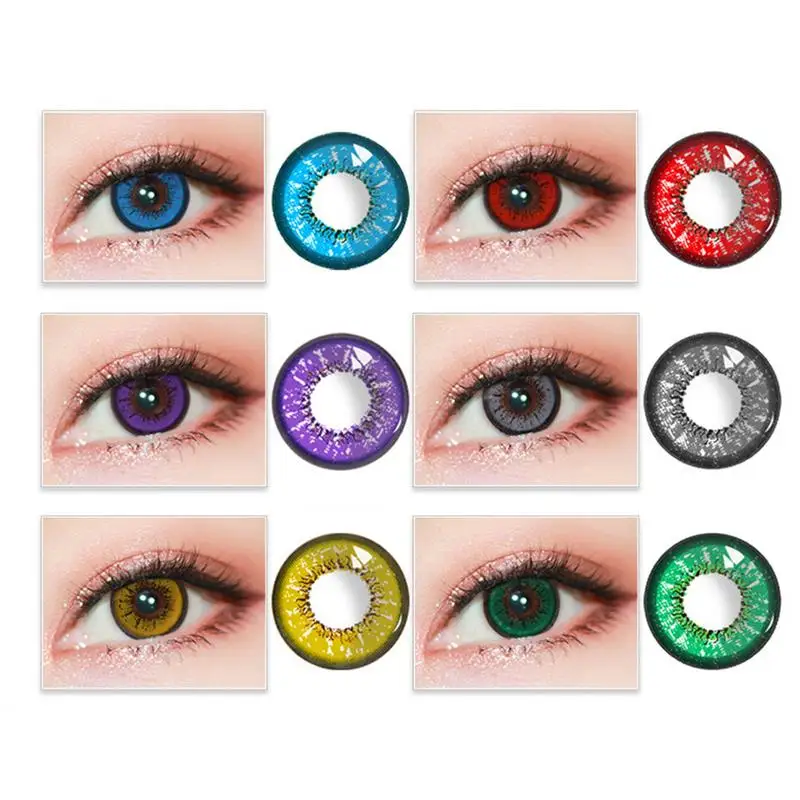 

10Pcs Eye Makeup Tool Colorful Red Yellow Purple Colored Circle For Cosplay Big Eyes Radiation Protection Pupils Beauty Maquiage