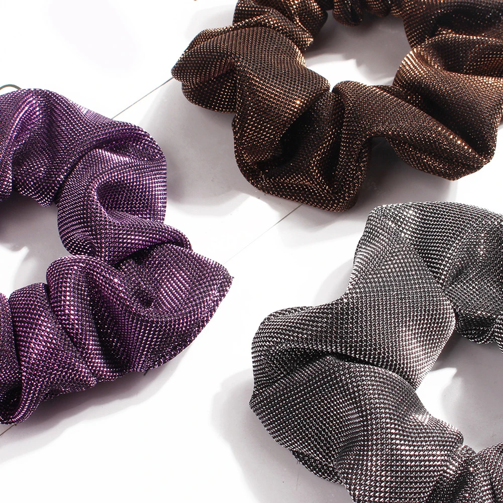 Fashion Bright Silk Elastic Hair Ties For Girls Solid Color Shiny Satin Hairbands Scrunchies Women's Hair Rope Rings Hair Holder