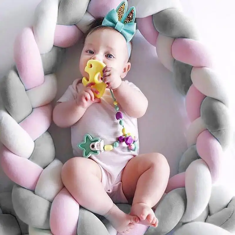 

2m Baby Handmade Nodic Knot Newborn Bed Bumper Long Knotted Braid Pillow Baby Bed Bumper Knot Crib Infant Room Decor