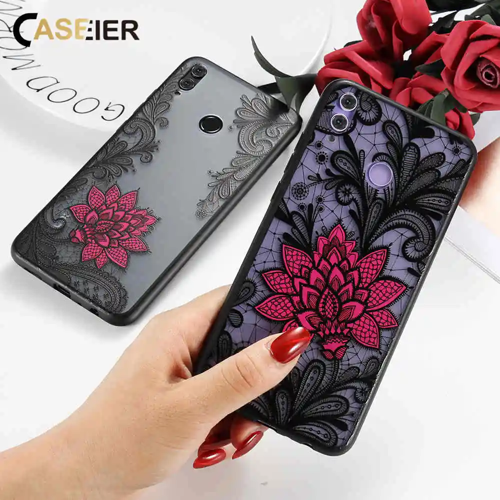 

CASEIER Emboss Phone Case For Huawei P Smart 2019 P30 P20 Pro Lire Lace Flower Case For For Huawei Mate 20 10 9 Pro Lite Cover