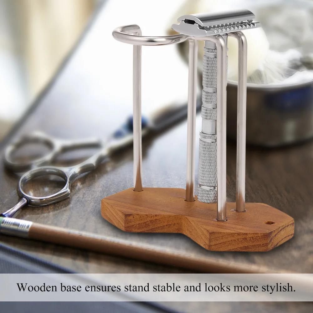 Для мужчин бритва держатель металлическая для бритья кисти стенд безопасности щетка для бритья стойки деревянный держатель на инструмент