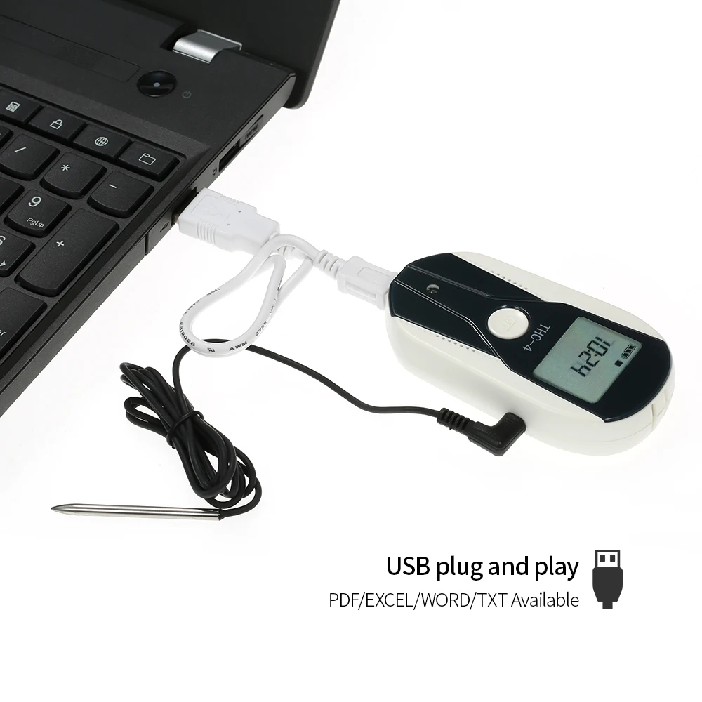 

USB Temperature Humidity Data Logger RH TEMP Recorder LCD Humiture Recording Meter with External Temperature Humidity Sensor