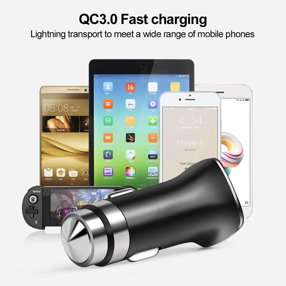 KISSCASE العالمي سريع شحن USB شاحن سيارة للهاتف في سيارة سريعة تهمة QC 3.0 سيارة-مهايئ شاحن ل مايكرو نوع C كابل KISSCASE العالمي سريع شحن USB شاحن سيارة للهاتف في سيارة سريعة تهمة QC 3.0 سيارة-مهايئ شاحن ل مايكرو نوع C كابل