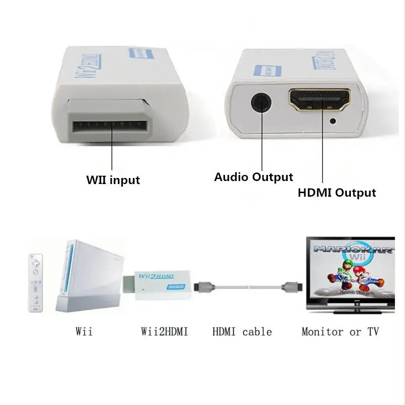  Full HD 720P 1080P Wii a HDMI Adattatore Convertitore di Supporto 3.5 millimetri Audio Wii Adattato