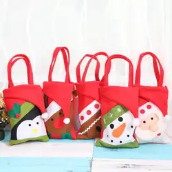 Рождественские сумочки, нетканые, милая сумка для конфет в подарок, разноцветное украшение для дома, 6 стилей, Рождественский Декор, игрушки